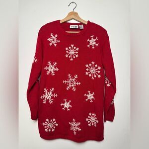 Paul‎ Harris Design Snowflake Sweater Ugly Christmas Holiday Knit vintage size S